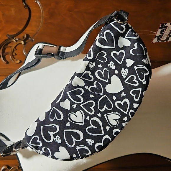Brighton Fanny Pack Belt Bag Endless Love Black Red White Polka Dot Interior - Picture 6 of 12